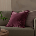Washed Cotton Velvet Cushion – Burnt Red - Draper and Mercer