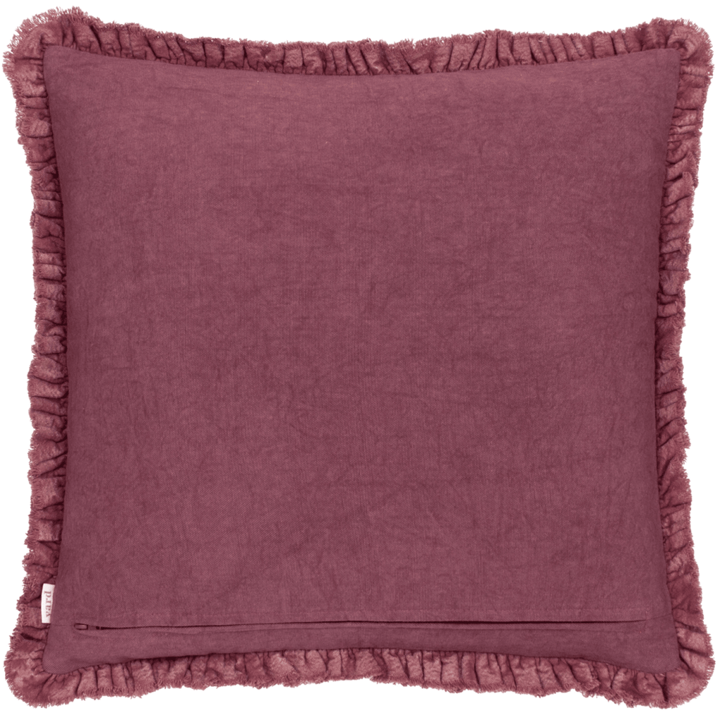 Washed Cotton Velvet Cushion – Burnt Red - Draper and Mercer