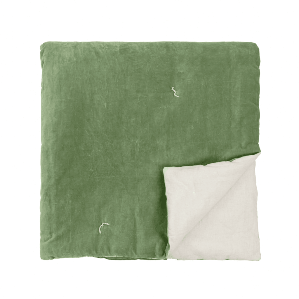 100% Cotton Velvet Bedspread - Green - Draper and Mercer