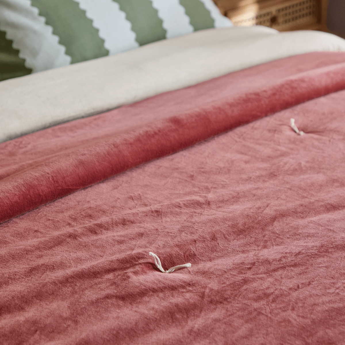 100% Cotton Velvet Bedspread - Rose - Draper and Mercer