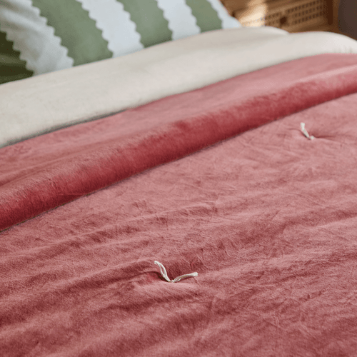 100% Cotton Velvet Bedspread - Rose - Draper and Mercer