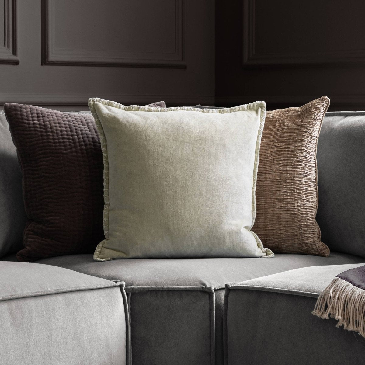 Stitch Embroidered Cushion - Quartz - Draper and Mercer