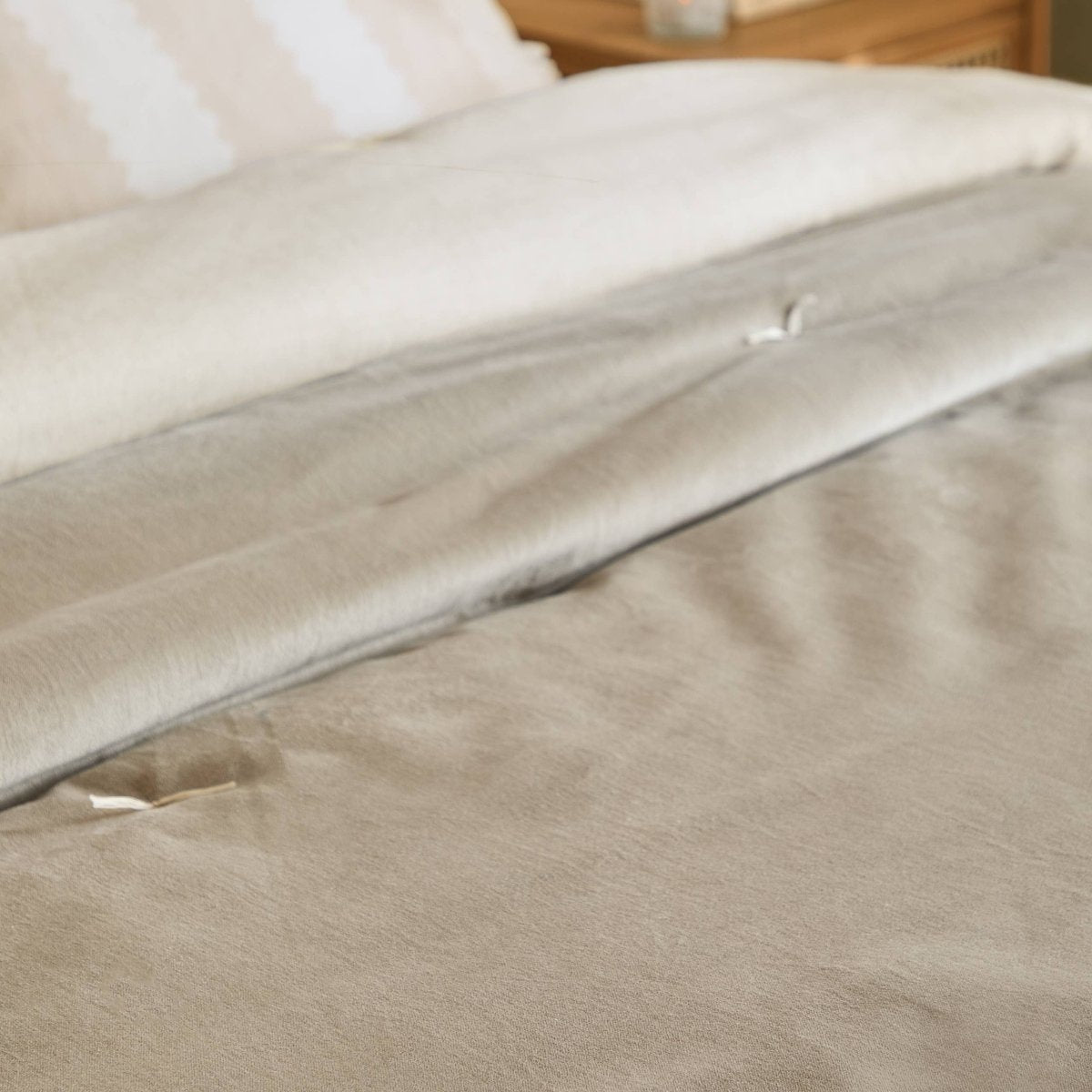 100% Cotton Velvet Bedspread - Natural - Draper and Mercer
