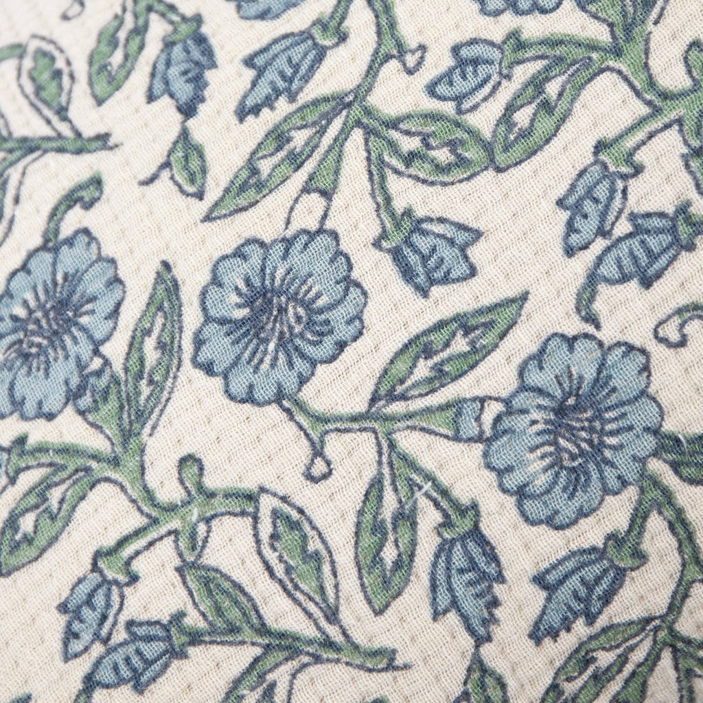 Floral Tasselled Cushion - Blue - Draper and Mercer