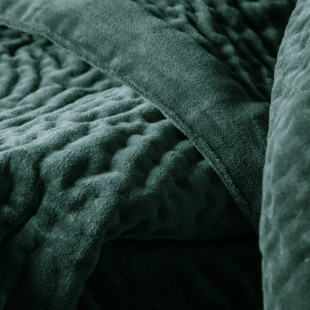 Velvet Quilted Throw - Seafoam - Draper and Mercer