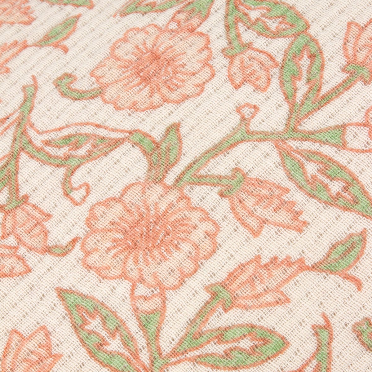 Floral Printed Cotton Throw - Coral - Draper and Mercer