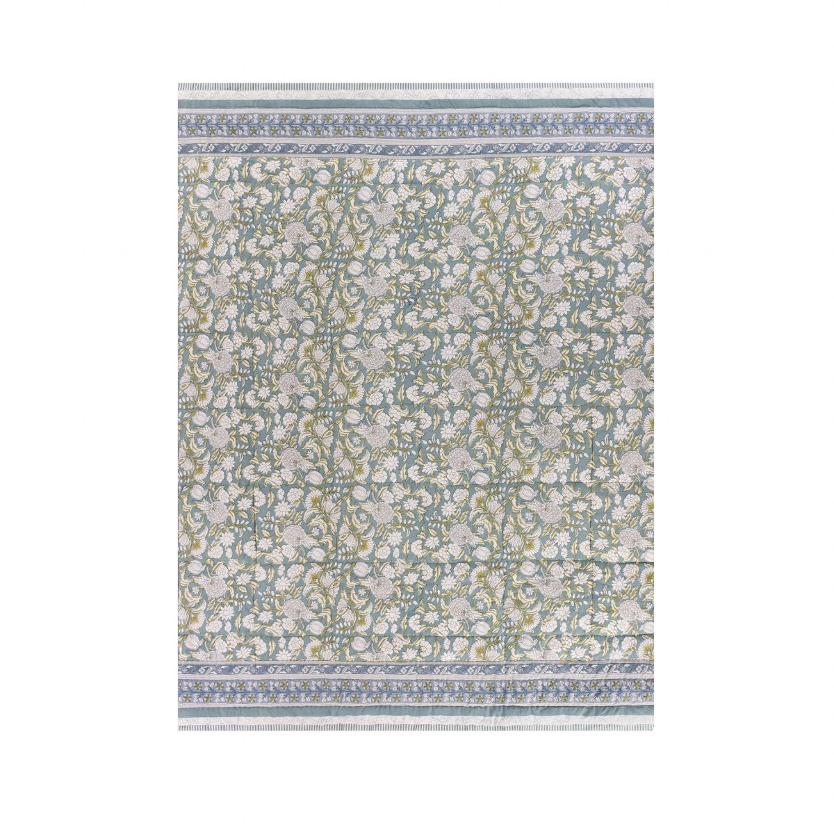 100% Cotton Floral Bedspread - Blue - Draper and Mercer