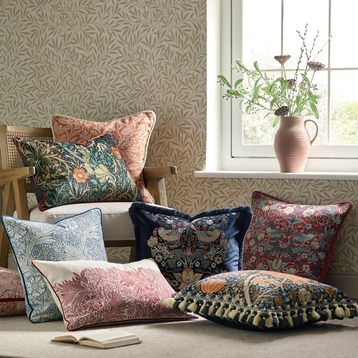 Acorn Tonal Jacquard Cushion - Brick - Draper and Mercer