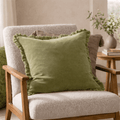 Washed Cotton Velvet Cushion – Sage - Draper and Mercer
