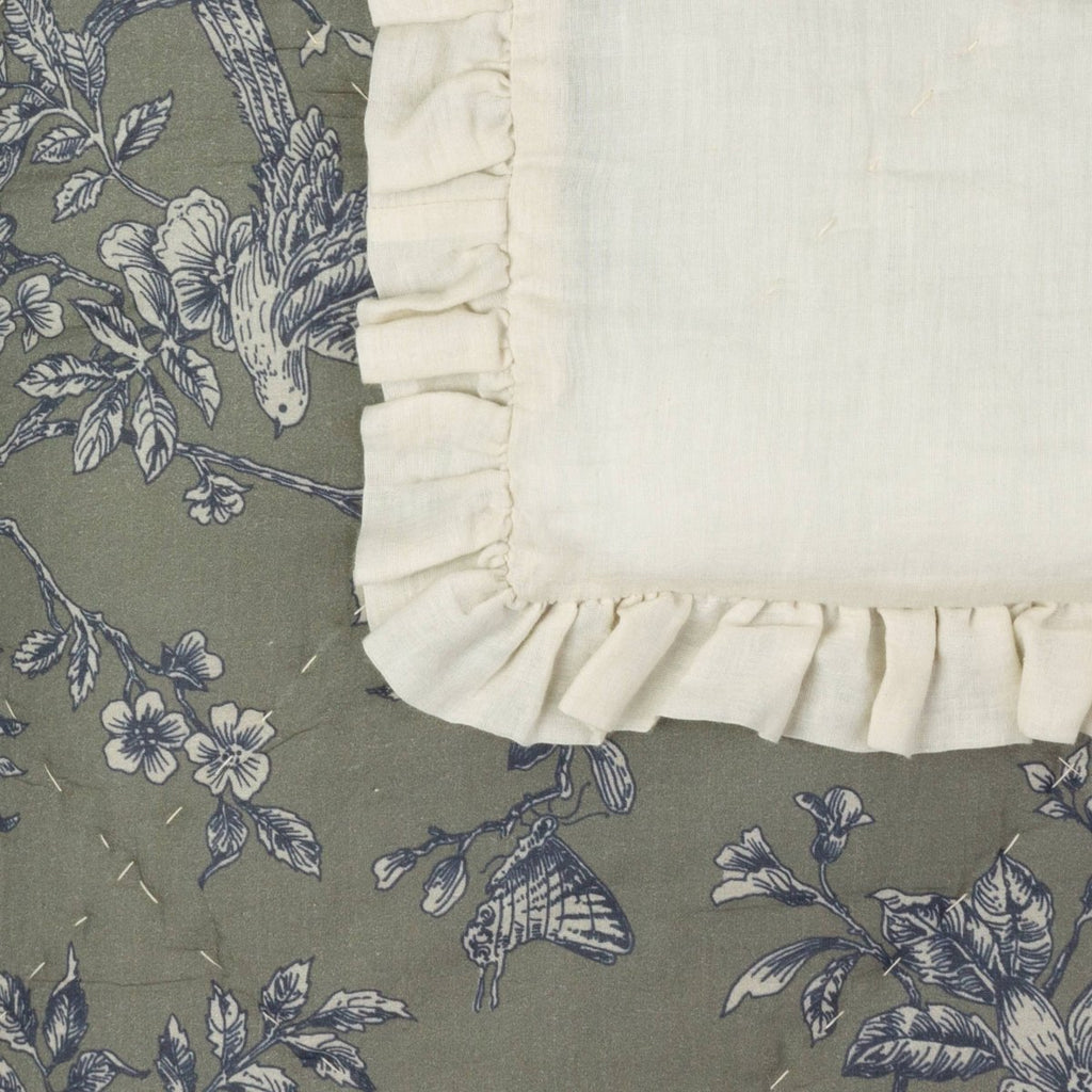 100 % Cotton Ruffled Bedspread - Moss - Draper and Mercer