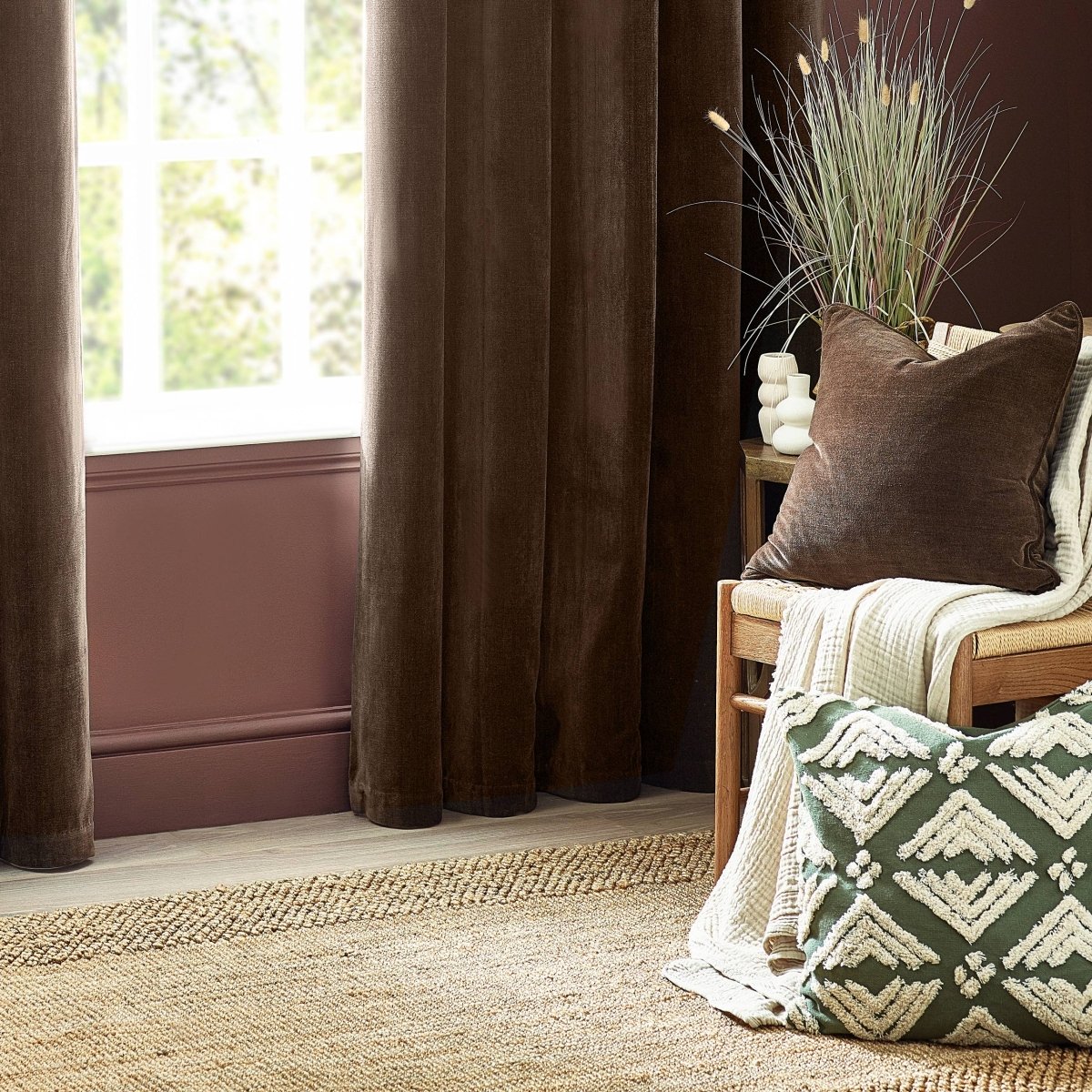 Heavy Chenille Cushion - Brown - Draper and Mercer