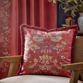 Strawberry Thief Embroidered Velvet Cushion - Berry - Draper and Mercer