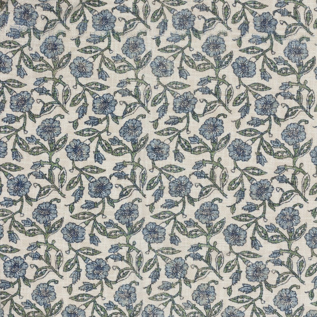 Floral Printed Cotton Throw - Blue - Draper and Mercer