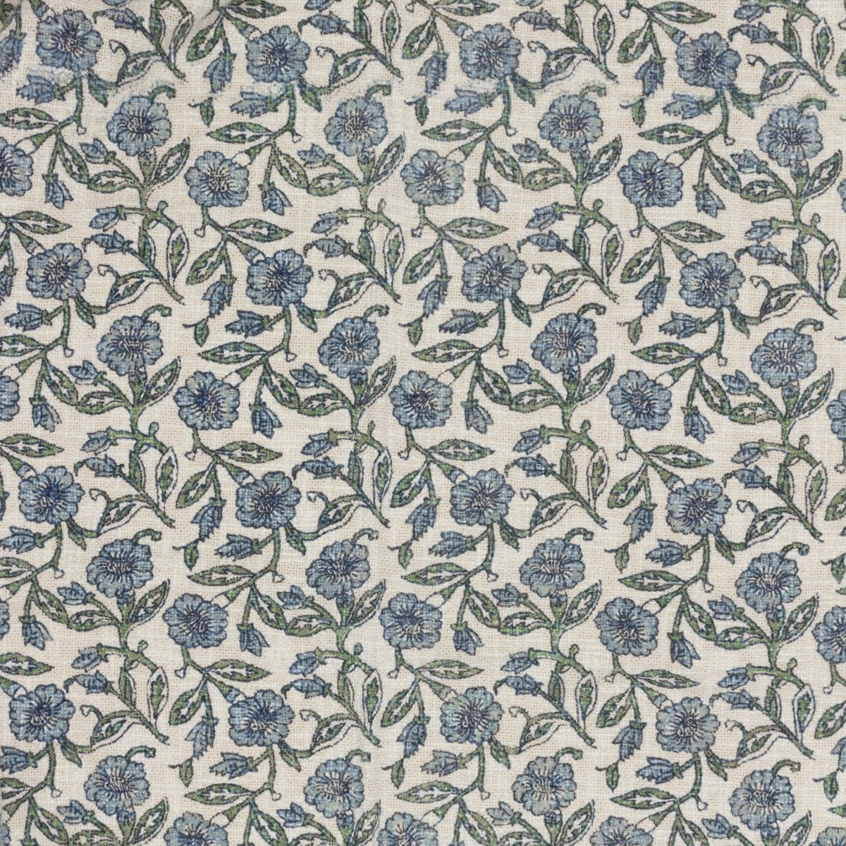 Floral Printed Cotton Throw - Blue - Draper and Mercer
