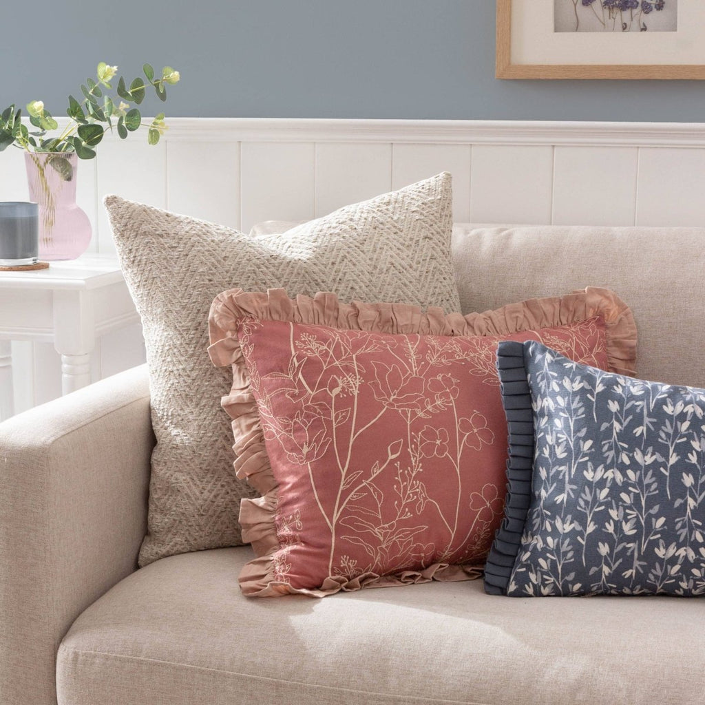 Embroidered Cotton Cushion - Petal - Draper and Mercer