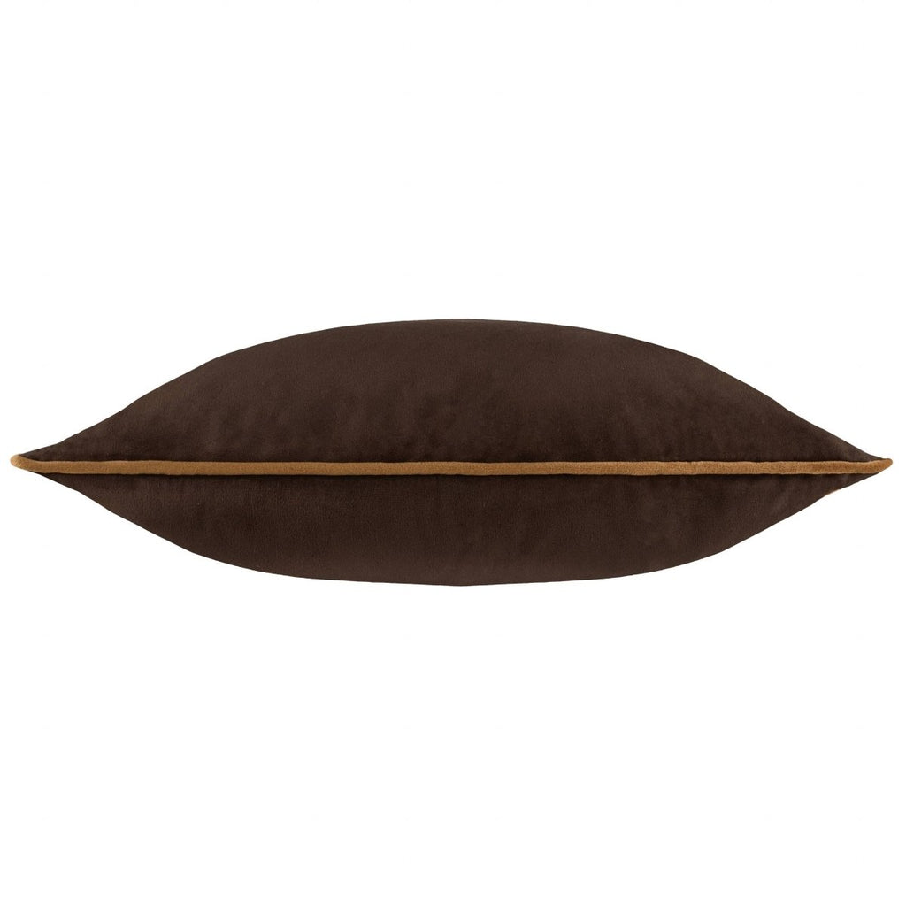 Meridian Velvet Cushion - Chocolate/Caramel - Draper and Mercer