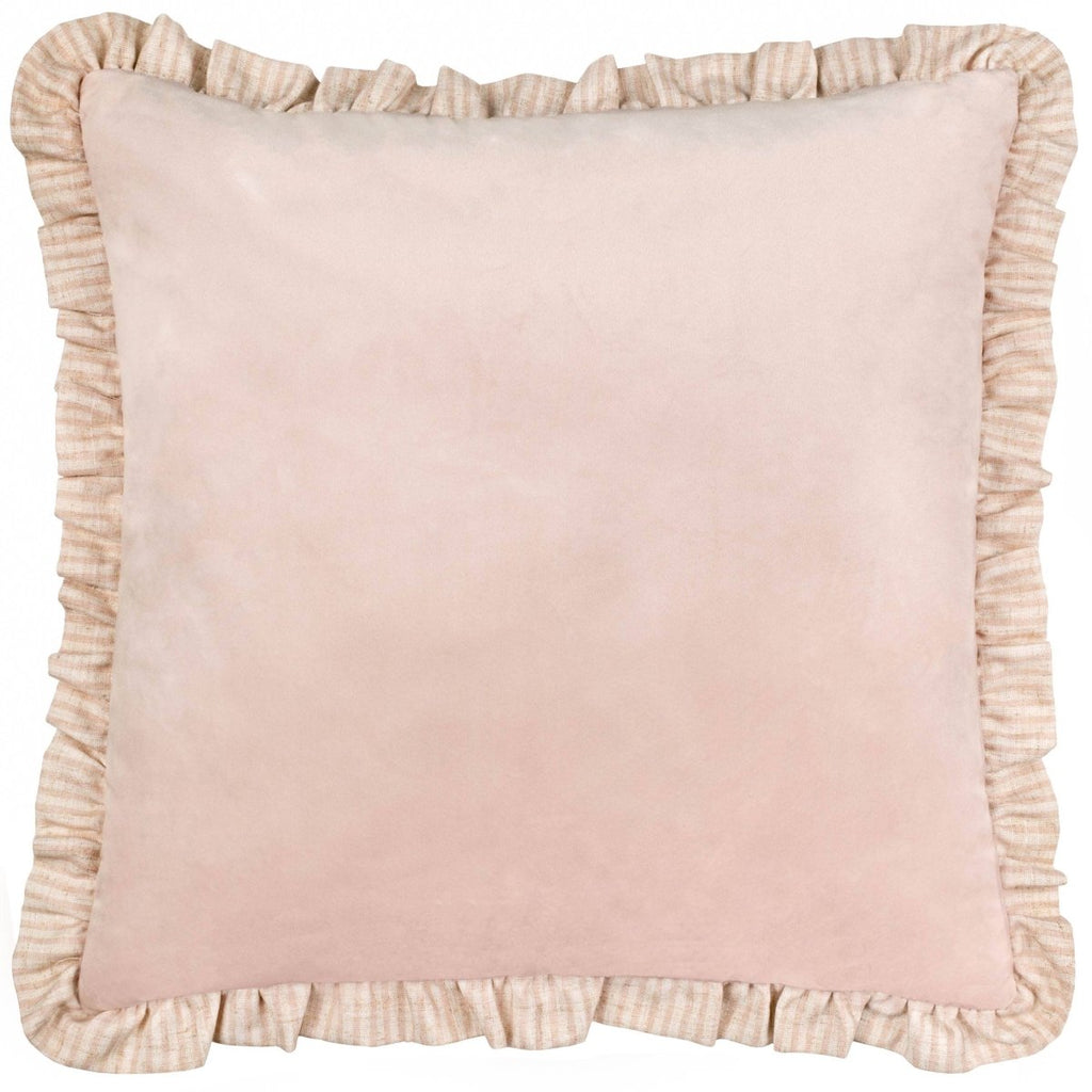 Matte Velvet Ruffle Cushion - Pink - Draper and Mercer