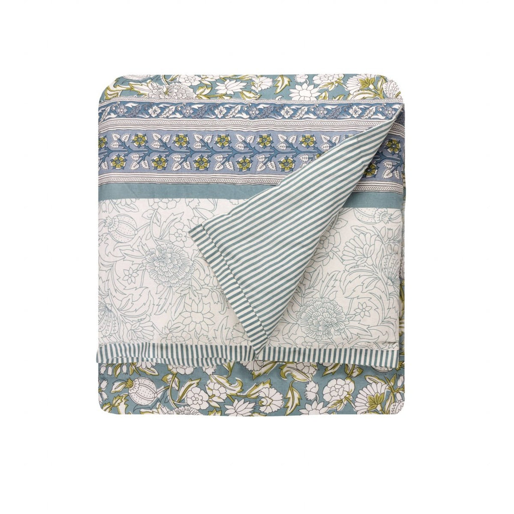 100% Cotton Floral Bedspread - Blue - Draper and Mercer