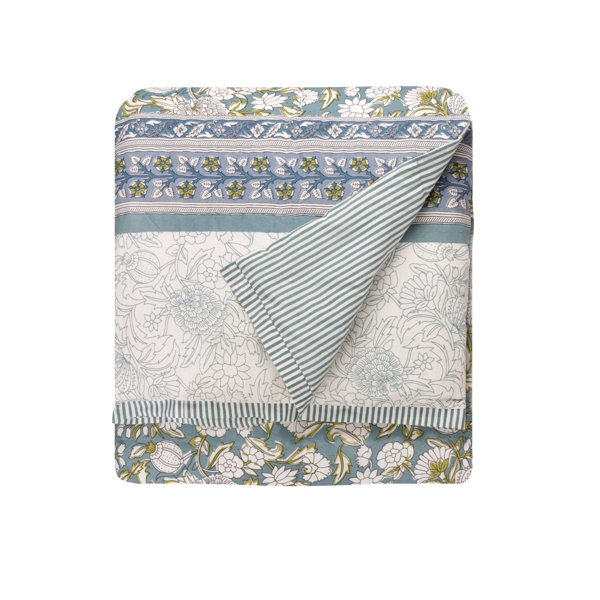 100% Cotton Floral Bedspread - Blue - Draper and Mercer